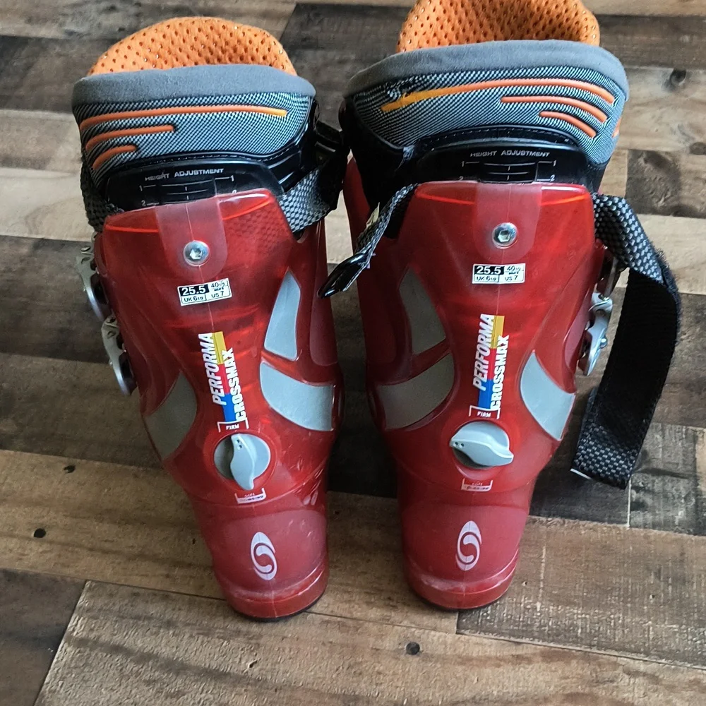 Salomon Red Ski Boots Performance Cross Max Firm 25.5 40 1/3 Mens 7